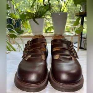 Dr. Martens Women's Triple-Strap Leather Loafers in Dark Brown
